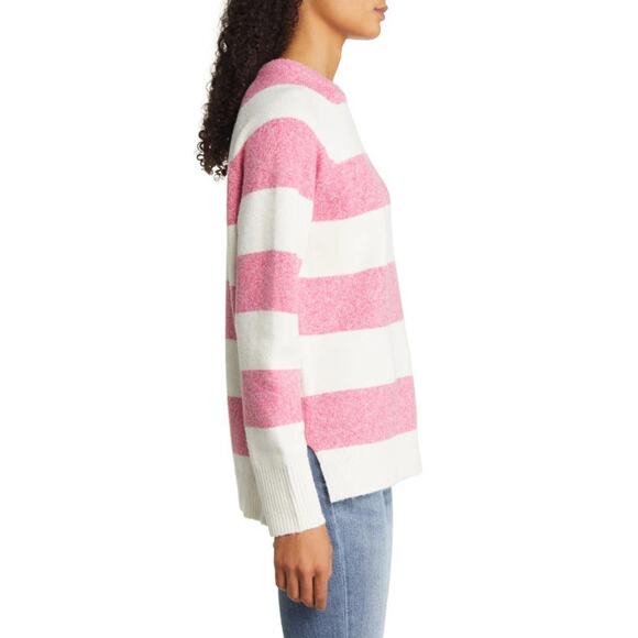 Caslon Cozy Striped Crew Neck Fuzzy Sweater Size S - Picture 3 of 14